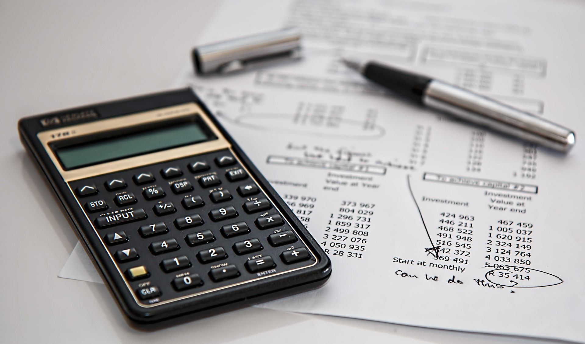A calculator and tax papers