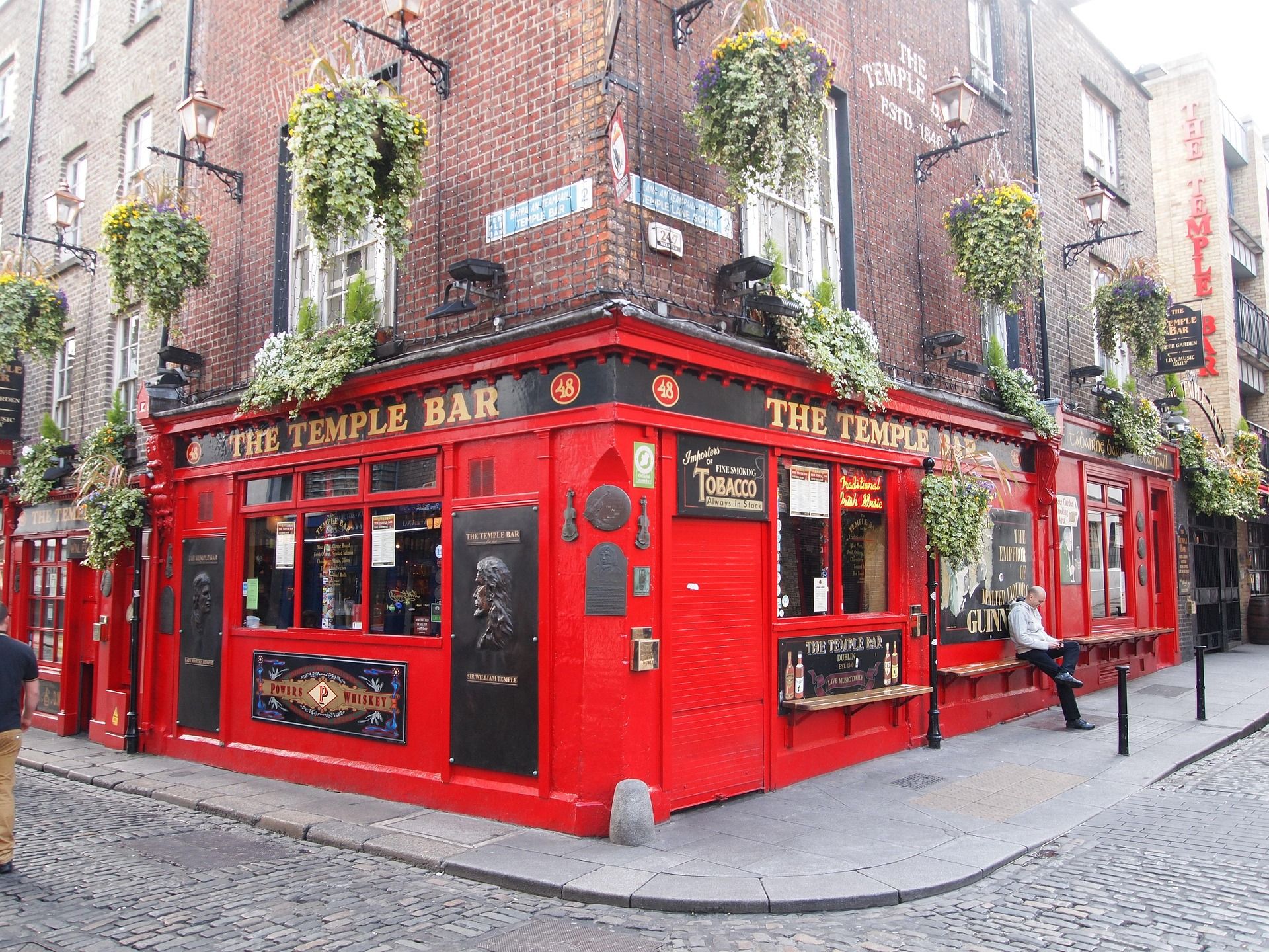 A Dublin pub front on a wet evening