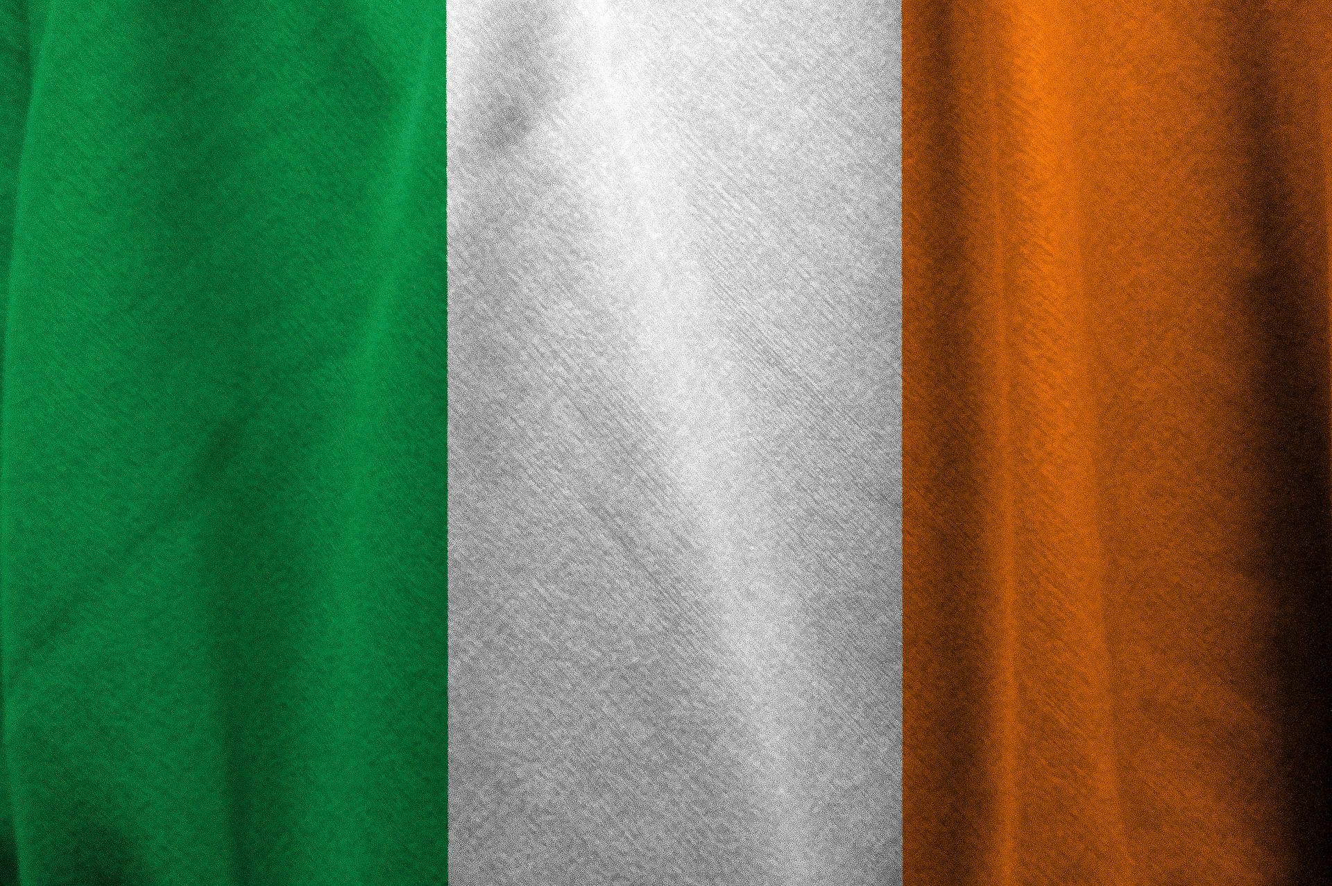 Irish tricolour flag in green, white and orange